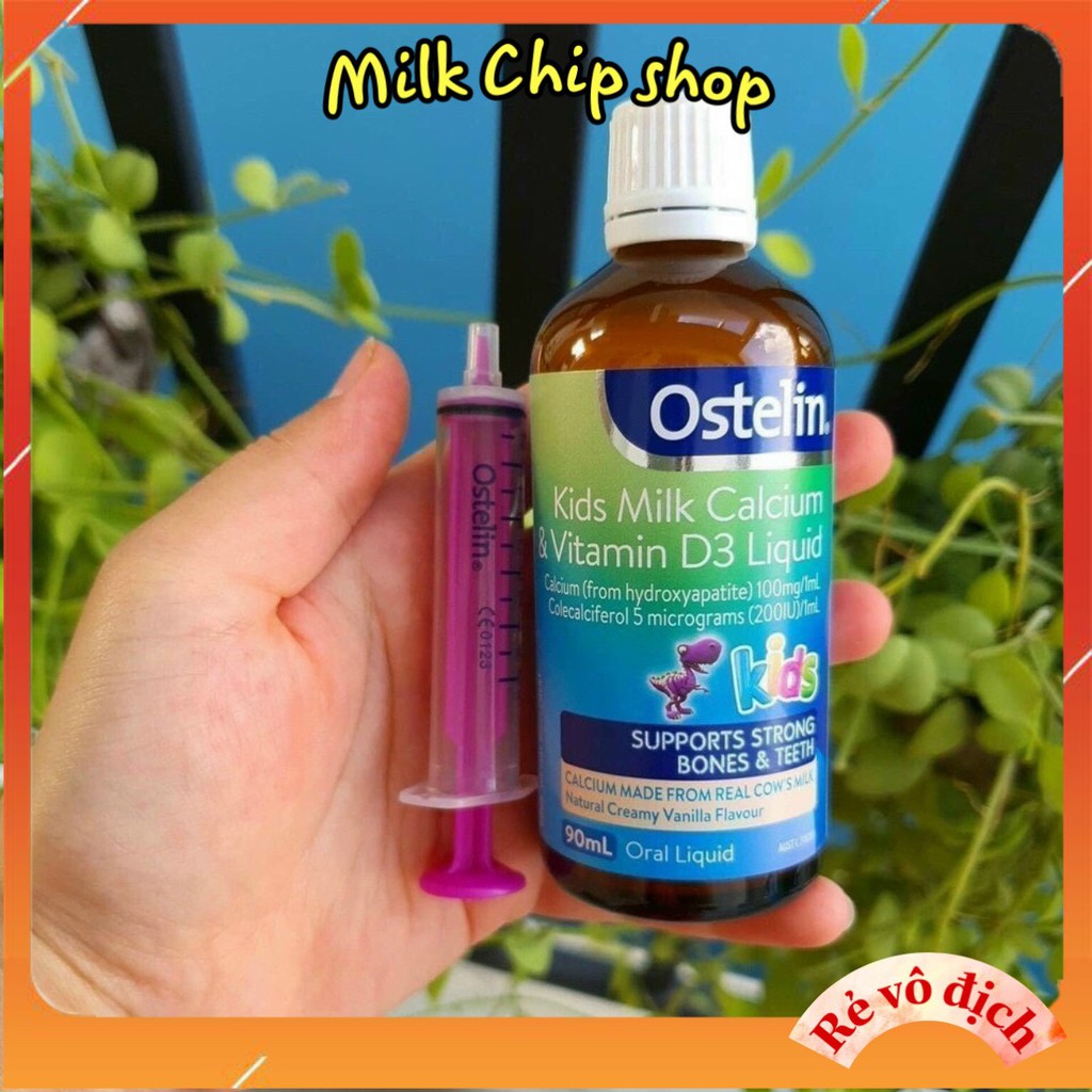 Canxi milk cho bé dạng nước Ostelin Kids Milk Calcium &amp; Vitamin D3 Liquid 90ml TP23