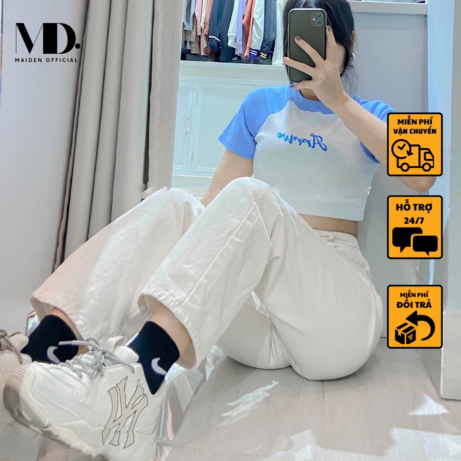 Quần Jean Nữ Dáng Suông Ống Rộng Màu Trắng MD26 | BigBuy360 - bigbuy360.vn