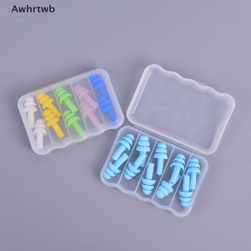 Set 5 Cặp Nút Bịt Tai Bằng Silicone Chống Ồn Tiện Dụng Khi Đi Bơi