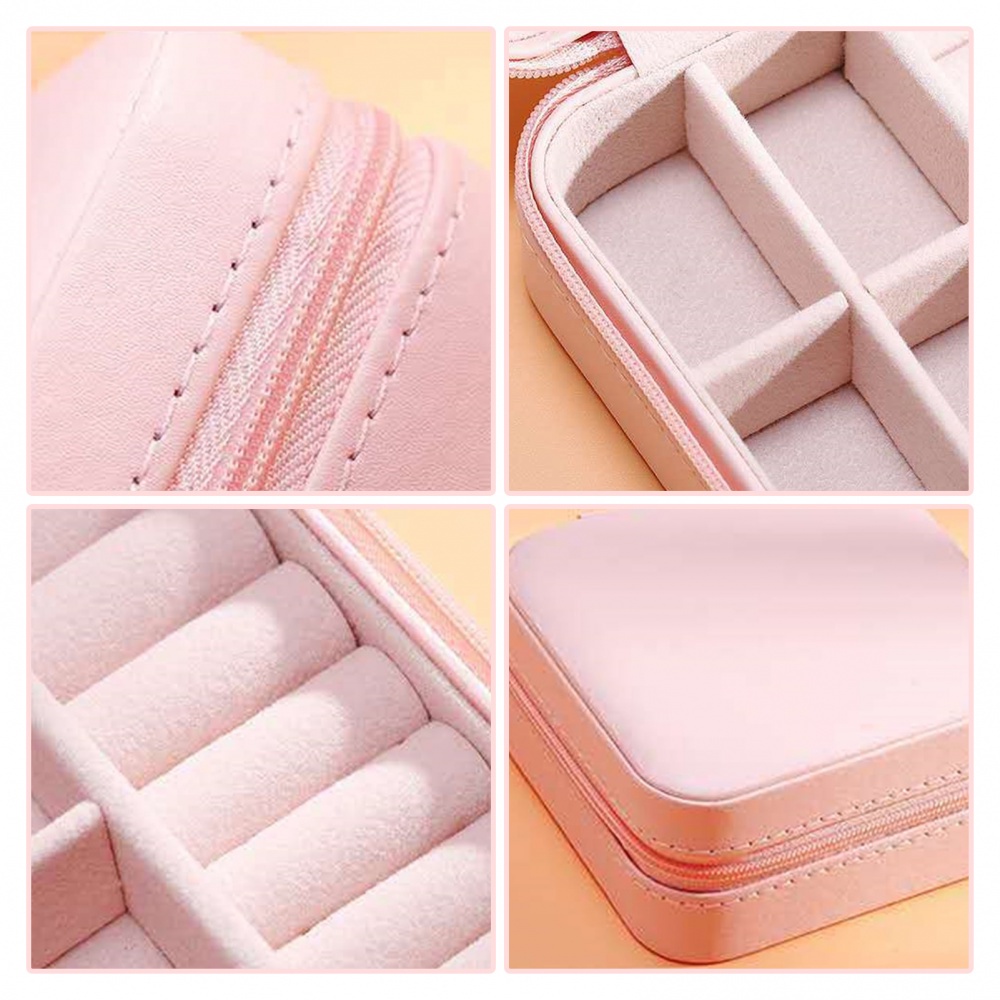Hộp Đựng Trang Sức Bằng Da PU Có Khóa Kéo Tiện Dụng Ốp