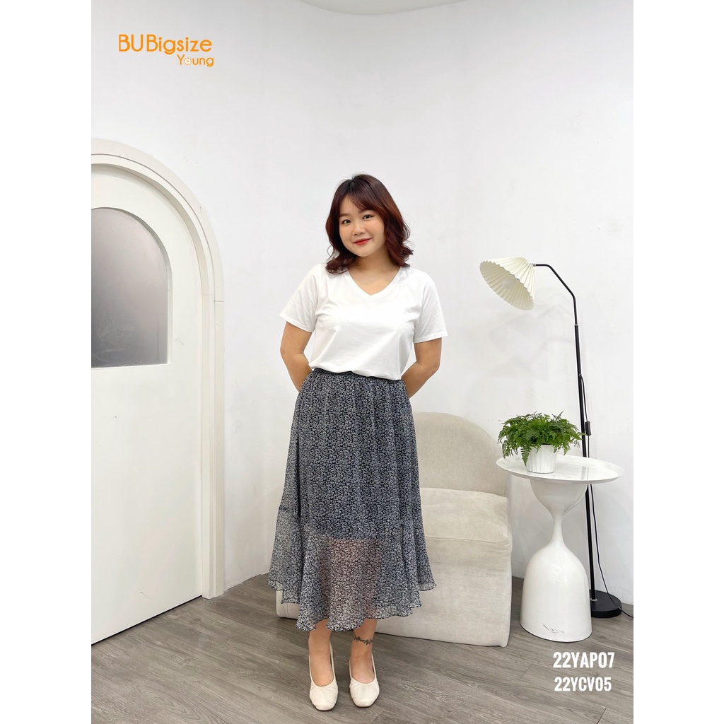 Chân váy voan hoa 2 tầng BIGSIZE (55kg đến 95kg) - 22YCV05 - [BU Bigsize Young]