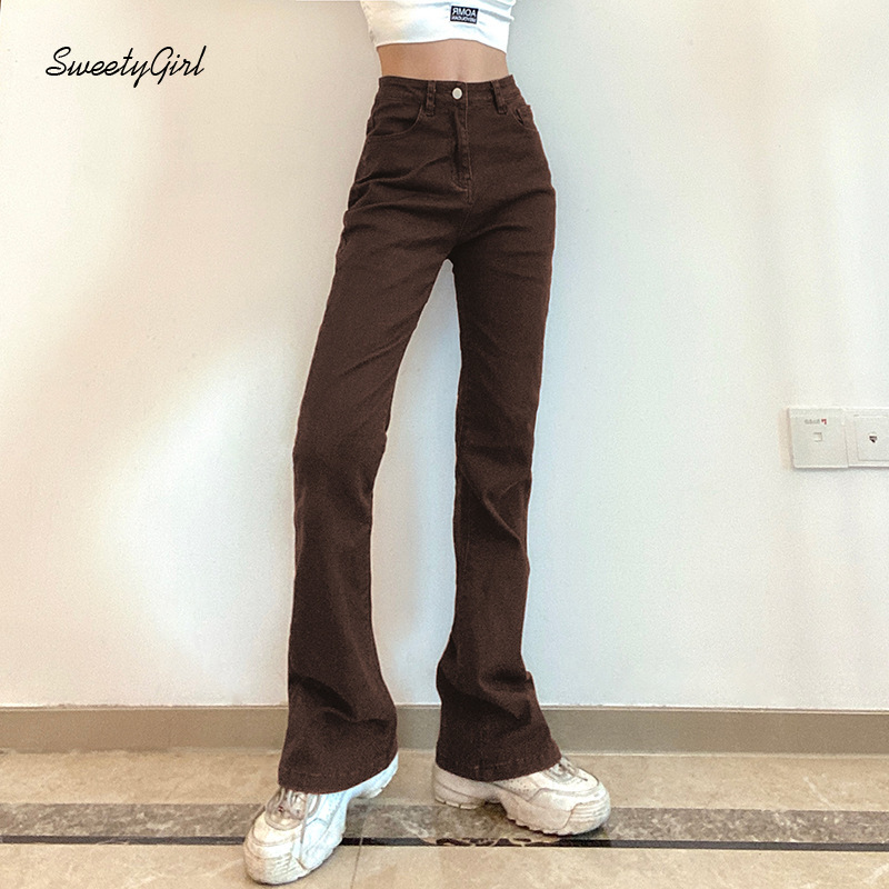 Quần Jeans Nữ Dài Lưng Cao Ống Rộng Thời Trang
