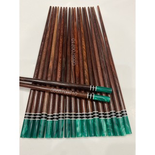 Bộ 10 Đôi Đũa ăn gỗ Cẩm lai tự nhiên cao cấp đầu gắn Ôcs biển