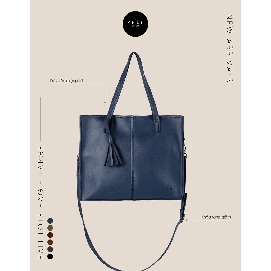 Túi tote da KHÂU BY CQ đeo chéo Bali (Size lớn) đựng vừa A4, Laptop