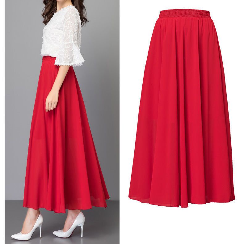 Chân Váy Chiffon Dài Lưng Cao Kiểu Mới Dành Cho Nữ