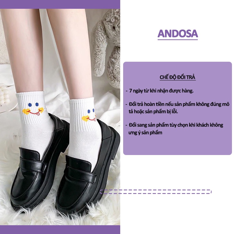 Tất vớ cổ cao nữ trắng hình thú cute Hàn Quốc cotton dày đẹp dễ thương ANDOSA T04
