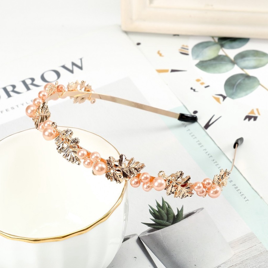 Cài tóc Hợp Kim Mạ Vàng Trang Trí Lá Đính Ngọc Trai Xinh Xắn Cho Nữ