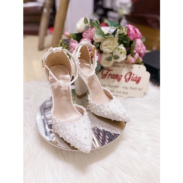 GIÀY CƯỚI ĐẾ VUÔNG HOA NGỌC THIẾT KẾ CAO CẤP (là hàng tkế vui lòng chắc chắn trước khi đặt hàng)