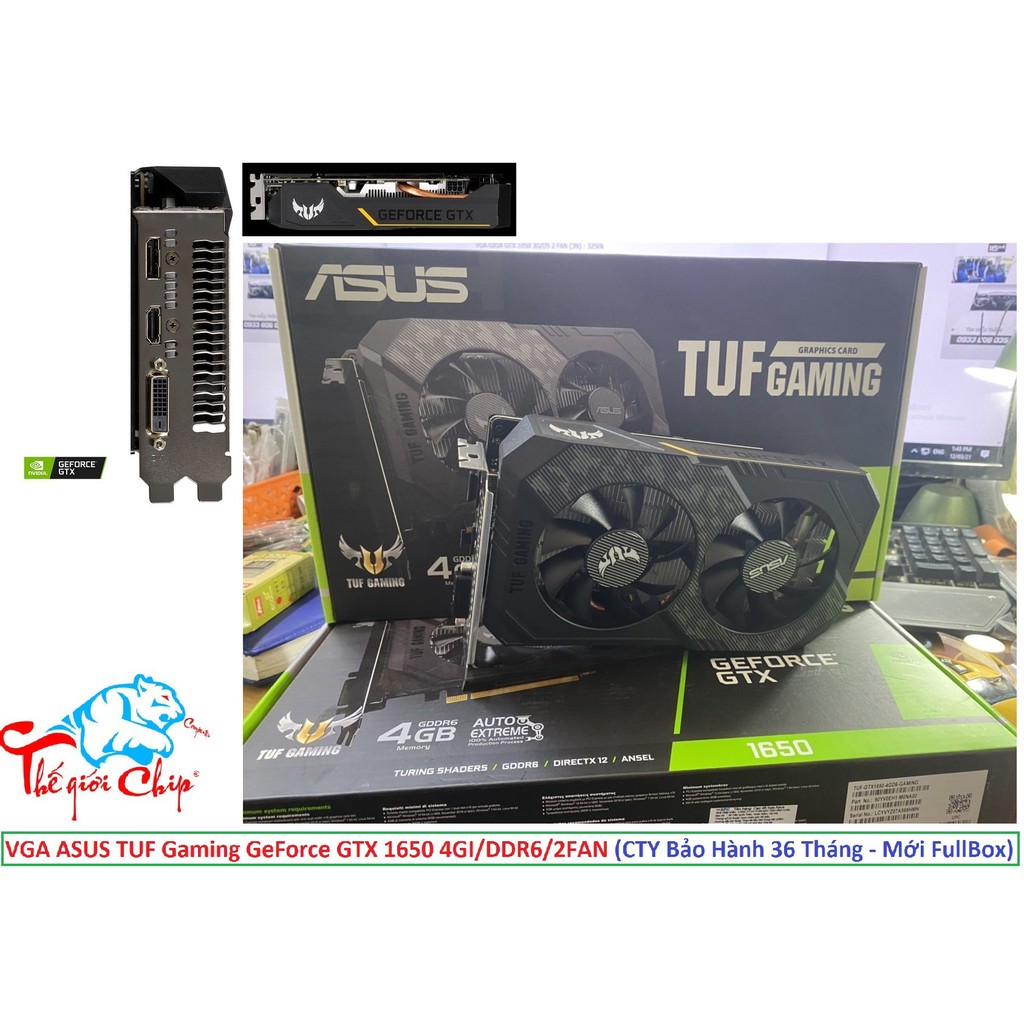 VGA (Cạc màn hình)  ASUS TUF Gaming GeForce GTX 1650 4GI/DDR6/2FAN (CTY Box-3 Năm)