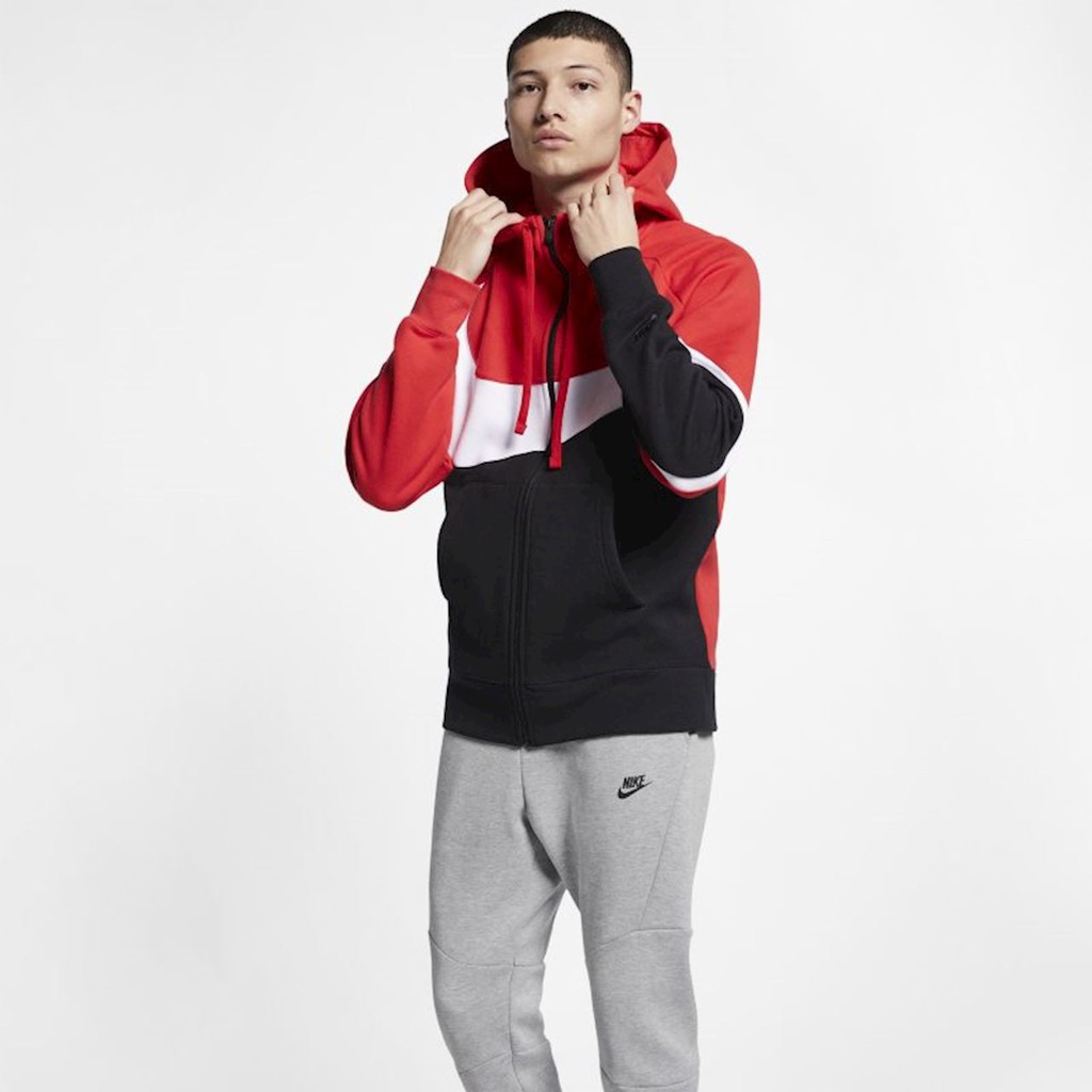[HÀNG_CHÍNH_HÃNG] ÁO KHOÁC NỈ NIKE HBR LARGE SWOOSH FULL ZIP - ĐỎ | BigBuy360 - bigbuy360.vn
