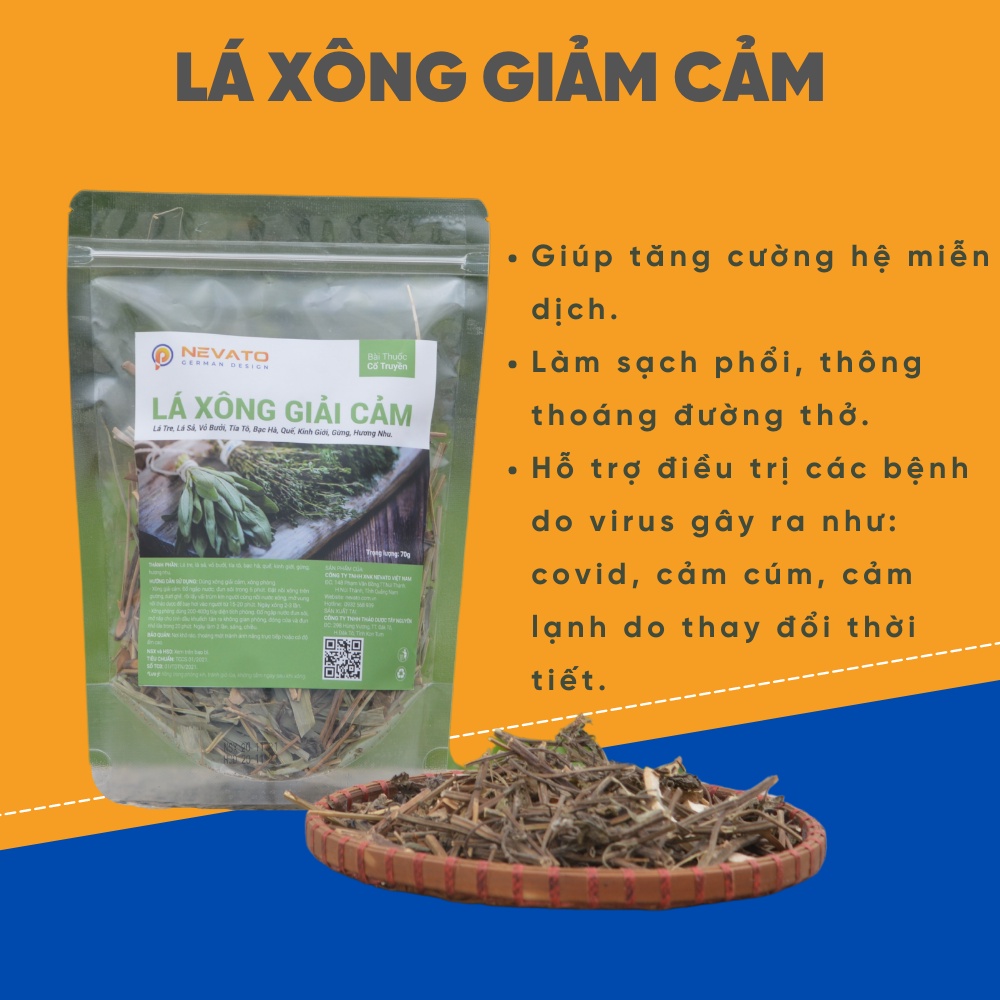 Lá Xông Giải Cảm Nevato Trọng Lượng 70 Gam