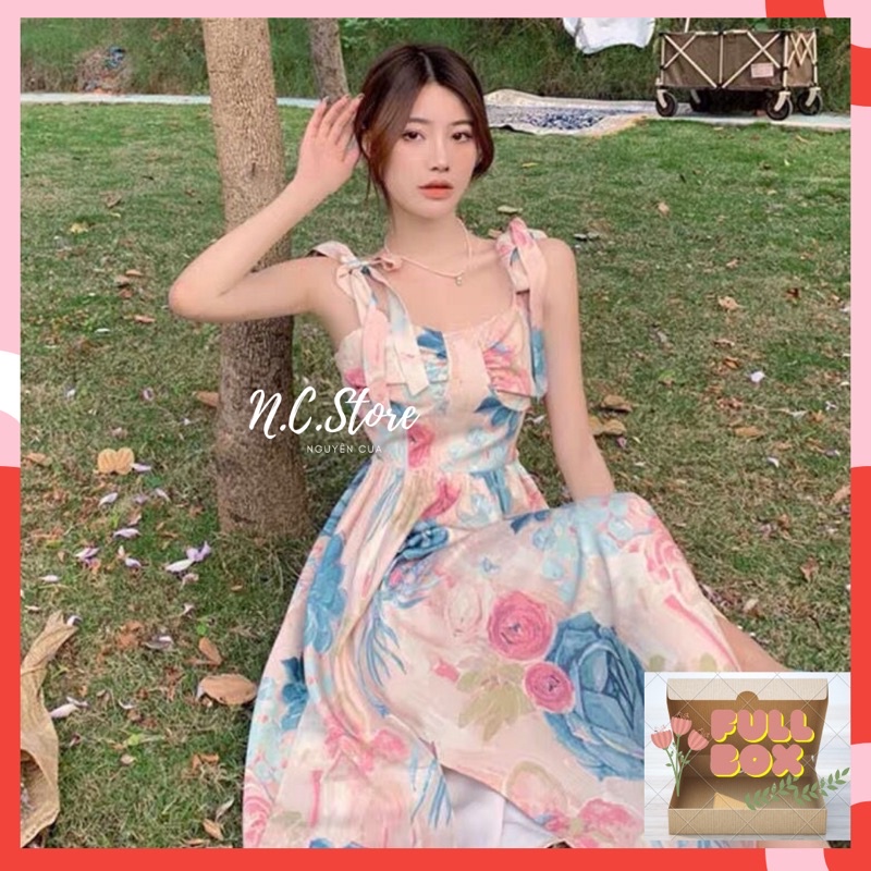 Đầm Yếm Buộc Nơ Maxi Phong Cách Hàn Quốc Cực Xinh