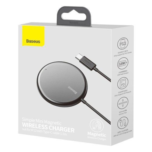 Đế sạc pin từ tính 15w chính hãng baseus bs-w522 không dây mini cho dòng iphone12-WXJK-F01