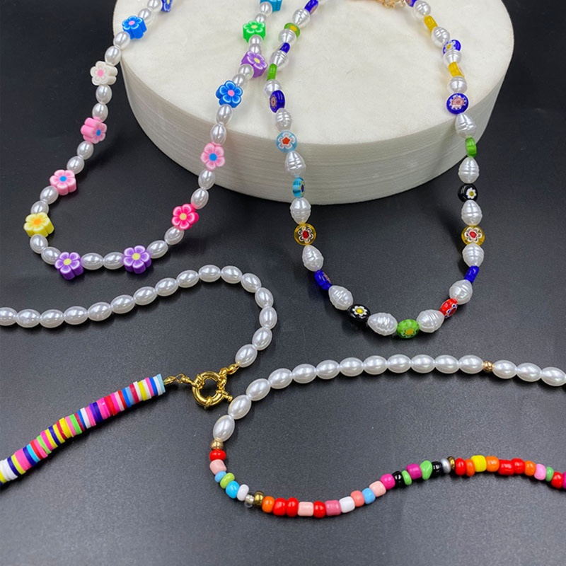 Brroa Set 4 Vòng Cổ Choker Xâu Hạt Nhiều Màu Sắc Có Thể Điều Chỉnh Dành Cho Nữ