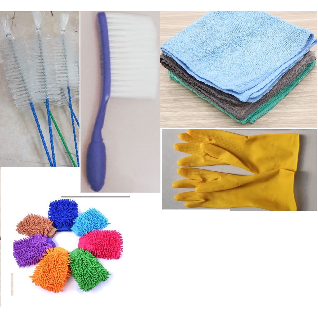 [SALE]Bộ dụng cụ 5 món rửa xe (Bao tay san hô rửa xe-Cọ đuôi chó-khăn lau xe-bàn chải chà rửa xe-bao tay cao su) giá mềm