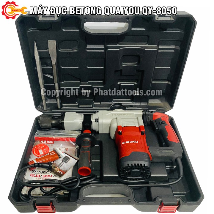Máy Đục Bê Tông QUAIYOU QY-8050-Công Suất 1200W-Tặng Kèm 2 Mũi Đục-Bảo Hành Chính Hãng 6 Tháng