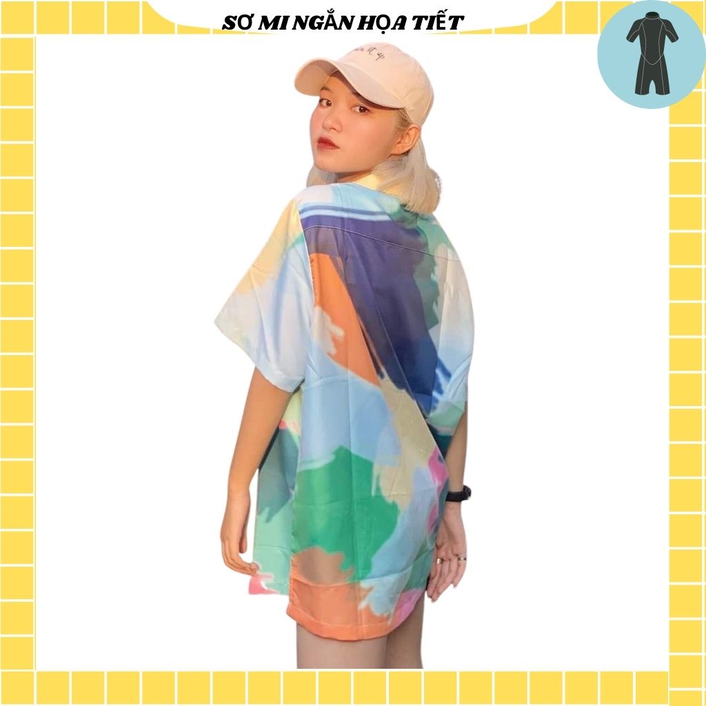 Áo Sơ Mi Tay Ngắn Unisex Cổ Bẻ Phông Cách Hàn Quốc Freesize