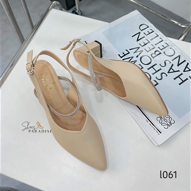 Giày cao gót 5p nữ đế vuông mũi nhọn bít mũi 5 phân shoes paradise L061