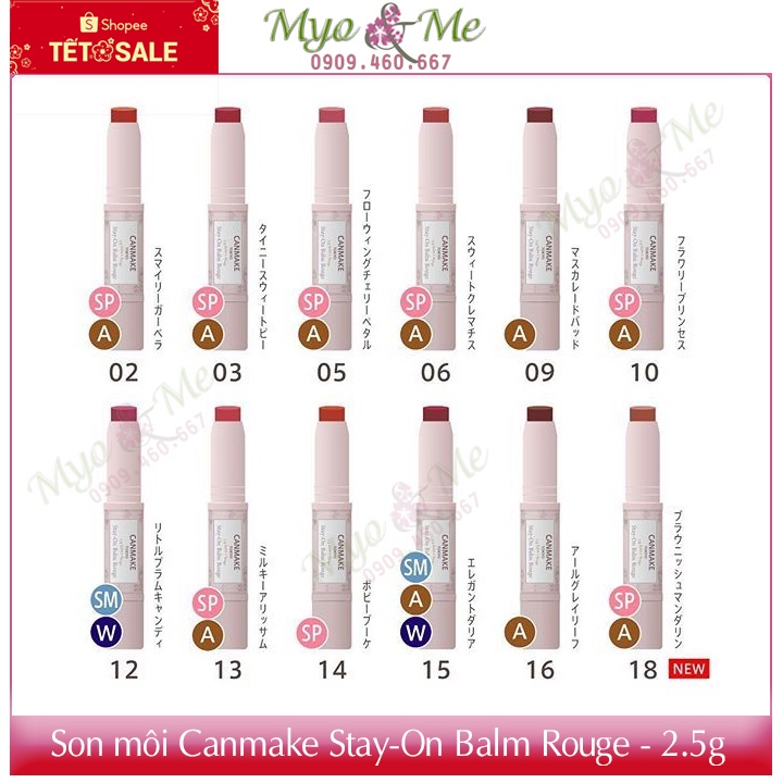 Son dưỡng màu chống nắng Canmake Stay-On Balm Rouge