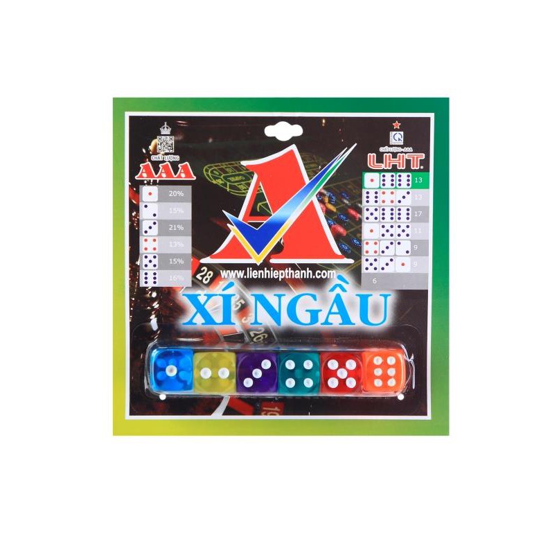 Bộ Xí Ngầu Vỉ - Có Màu (6 viên) | Màu đẹp, trong suốt [Chính hãng AAA-LHT]