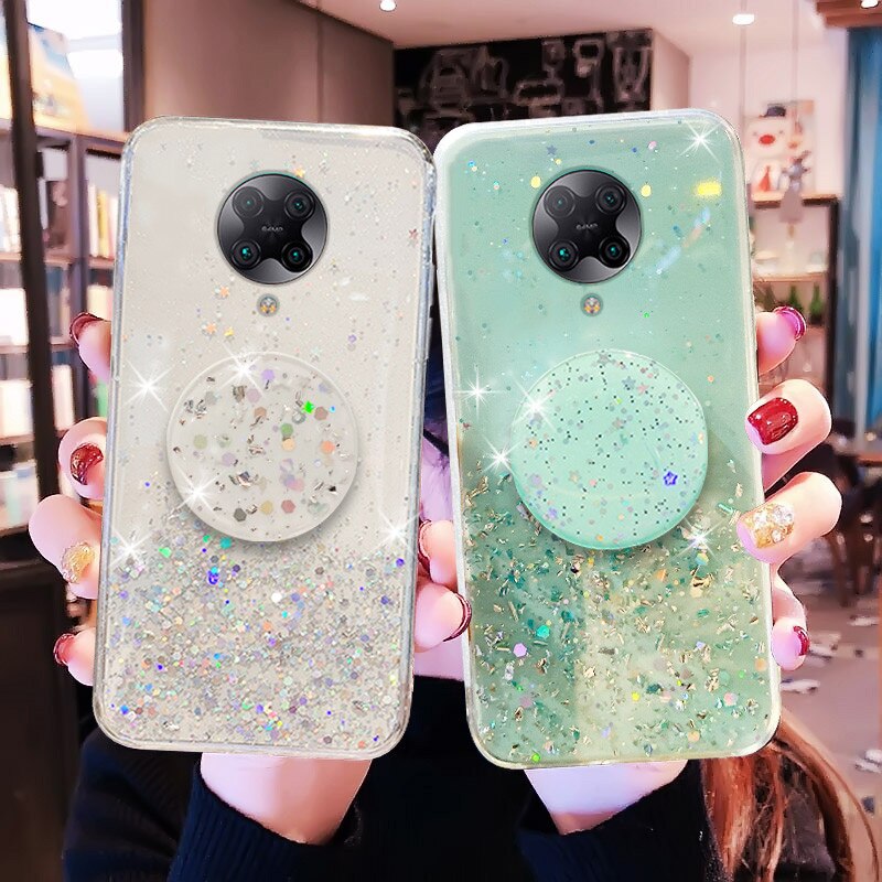 Ốp Lưng Kim Tuyến Có Nhẫn Móc Nạm Đá Cho Điện Thoại xiaomi redmi k30 pro k20 x10 4g 5g 9 9a 9c Giá Đỡ