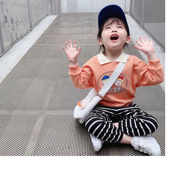 Áo sweater dài tay cổ bẻ in hình  Boy Girl  cho bé gái mặc siêu dễ thương từ 25kg đến 45kg thời trang trẻ em Dream House