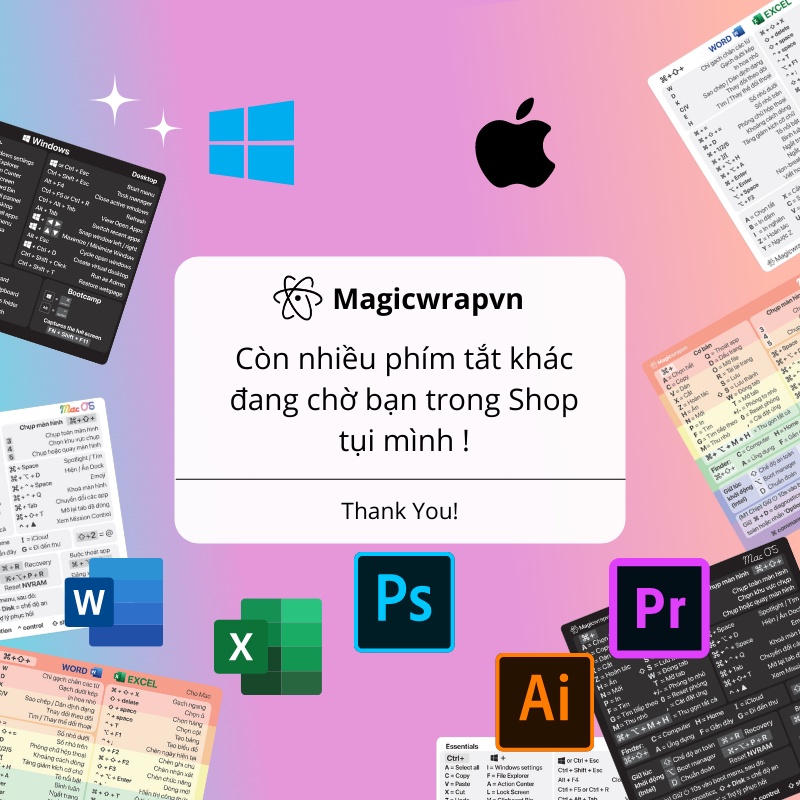 [V2] Miếng dán phím tắt MacOS cho Macbook, sticker phím tắt, shortcut sticker, AIR,PRO,M1 [ MAGICWRAPVN ]