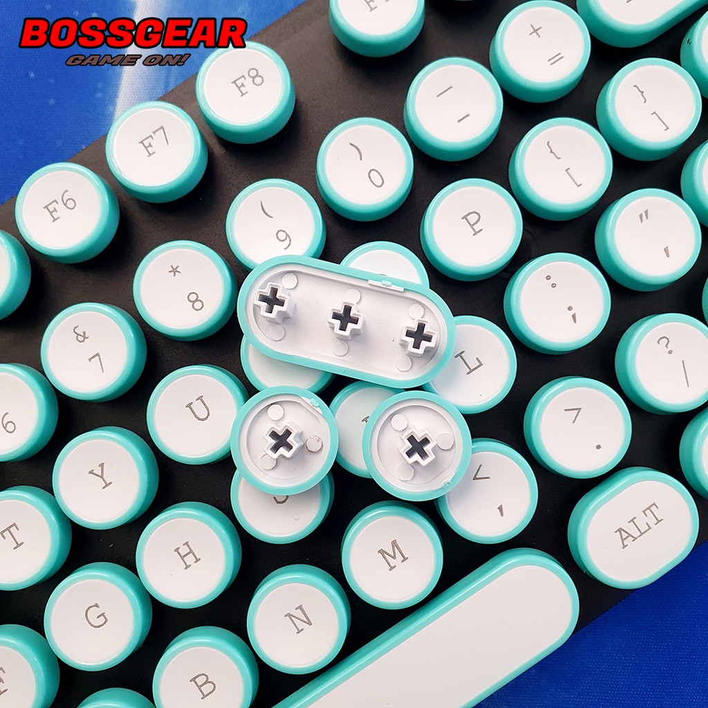 Bộ Keycap Tròn Trắng Bọc Viền Màu Hồng - Xanh Siêu Đẹp dành cho bàn phím cơ ( ABS không xuyên LED )