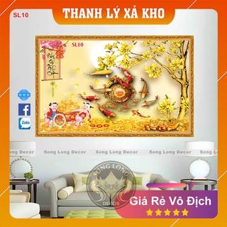 Tranh dán tường Cửu Ngư Quần Hội - SL10-Tranh 3d Phong Thủy - Song Long Decor