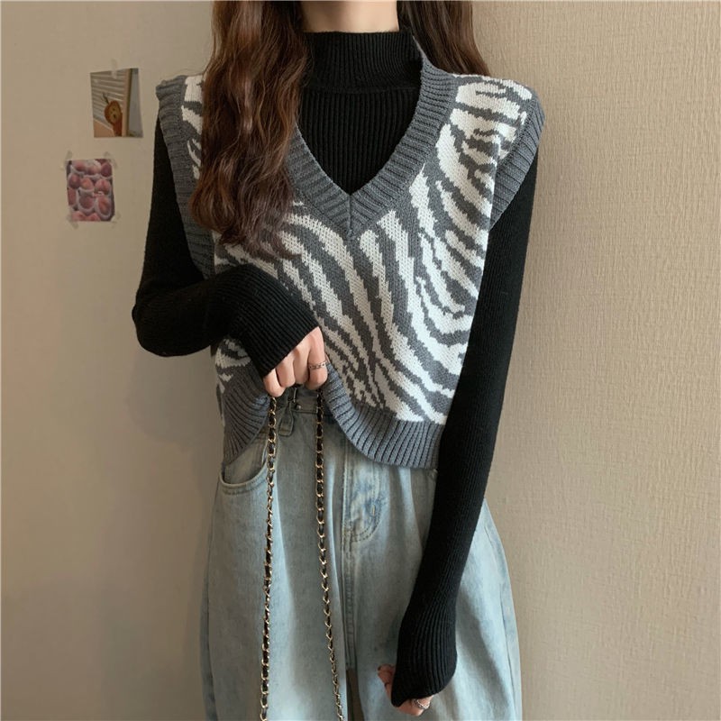 Fashion Feminine Zebra Pattern Sleeveless Shirt | BigBuy360 - bigbuy360.vn