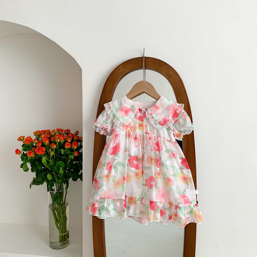 Đầm Hoa Thời Trang Mùa Hè Xinh Xắn Cho Bé Gái 1-6 Tuổi