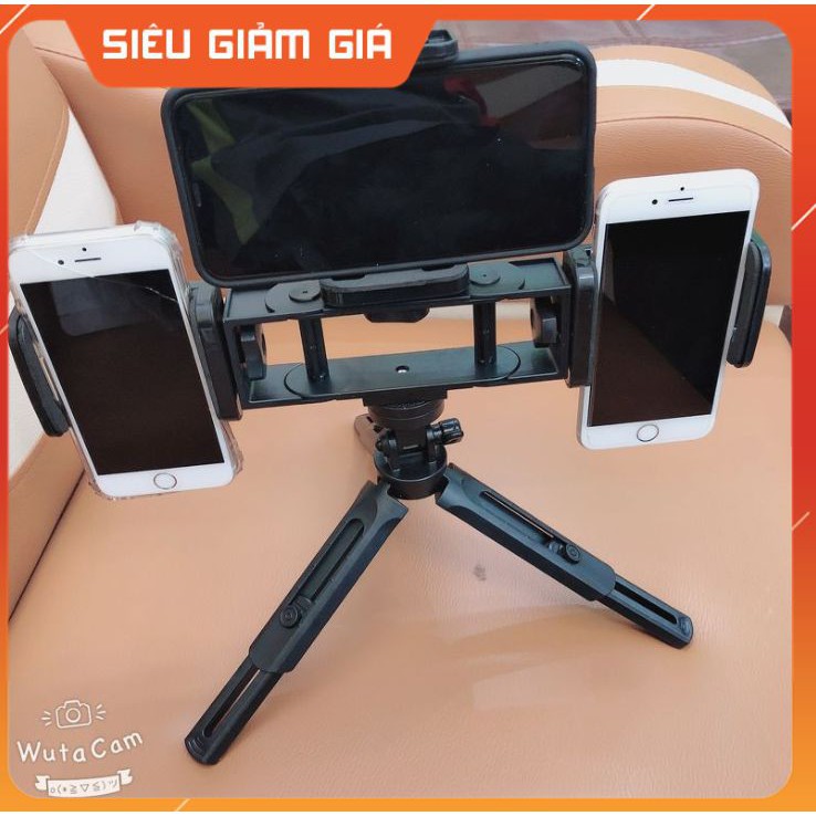 Gậy LiveStream Tripods Live 3 in 1 Kèm 3 Kẹp Điện Thoại - Giá livestream tripods live 3 trong 1 để bàn 3 kẹp điện thoại