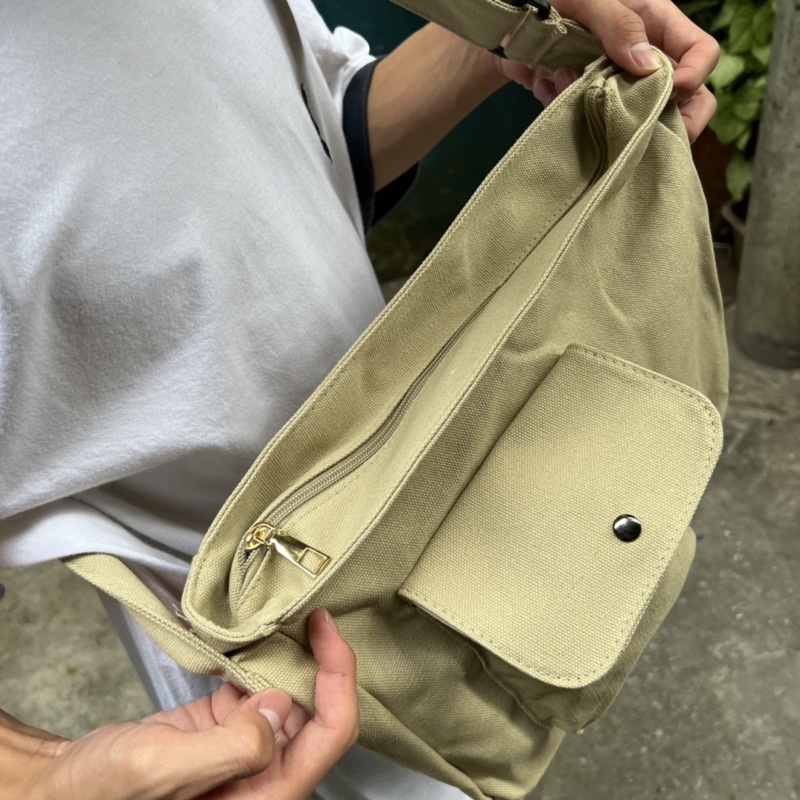 Túi canvas đeo chéo 1 hộp vintage retro basic