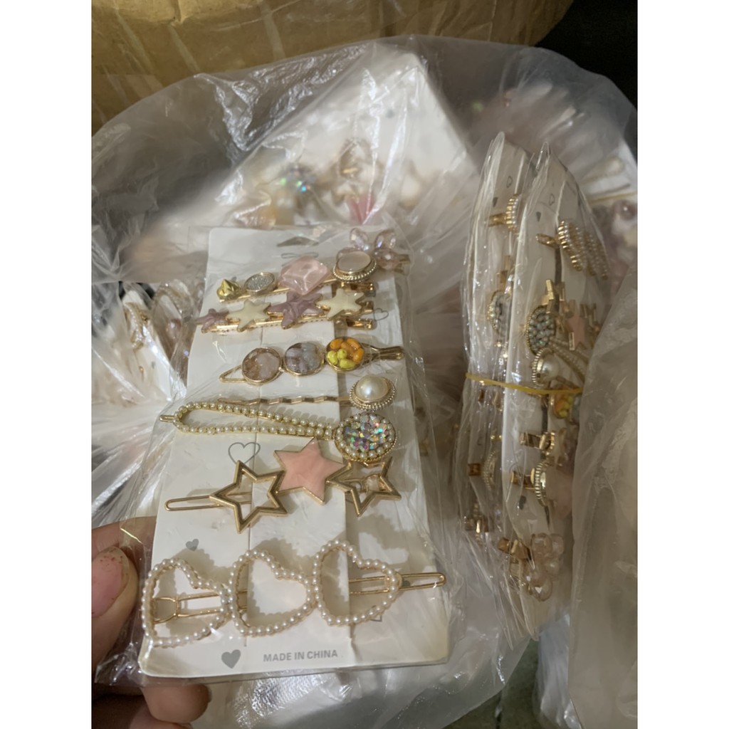 Set 8 kẹp tóc ngọc trai phong cách Hàn Quốc