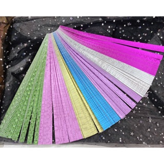 Giấy gấp sao hologram vân hoạ tiết cao cấp Hàn Quốc, giấy gấp sao vân nhũ óng ánh 120 tờ cứng cáp