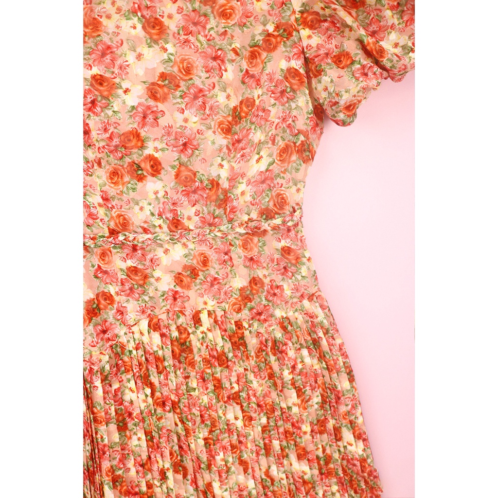 Đầm Hoa Thiết Kế Luperi LFV3293 Phối Chân váy xếp ly thanh lịch, nhẹ nhàng