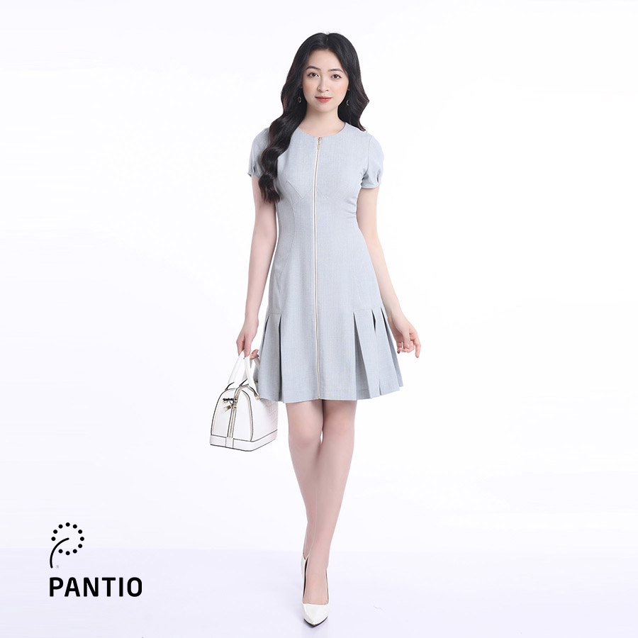 Đầm công sở chất liệu thô mềm thiết kế khóa kéo dáng xòe FDC32519 - PANTIO