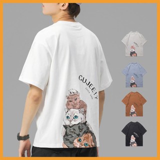 💥FREESHIP💥 Áo Thun Unisex Gujee Meow Nam Nữ Phong Cách Hàn Quốc,Chất Cotton Thoáng Mát - Tặng Phụ Kiện Xinh AT 27