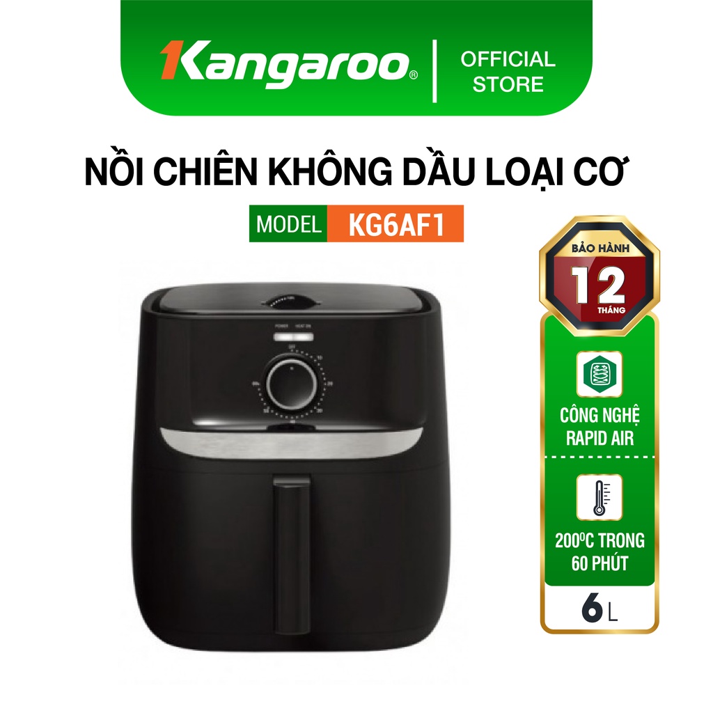 [Mã ELHADEV giảm 4% đơn 300K] Nồi chiên không dầu loại cơ 6L Kangaroo KG6AF1