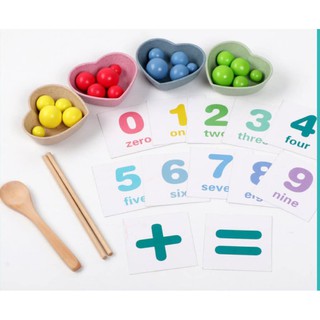 Bộ giáo cụ Montessori thực hành tập gắp bi gỗ cho bé