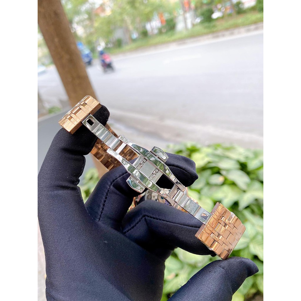 Đồng hồ Nam Patek Cơ máy nhật, mẫu 3 nút mặt trắng viền vàng , dòng cơ Automatic size 42mm | BigBuy360 - bigbuy360.vn