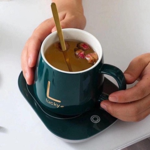 Cốc Hâm Sôi Bằng Kèm Đế Điện hâm sôi Cafe- Sữa -Trà + Tặng Thìa Mạ Vàng Tiện Lợi Hàng Chính Hãng