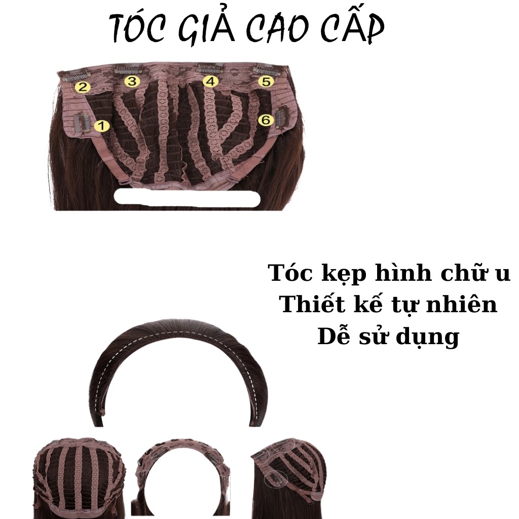 Tóc giả kẹp Chữ U xoăn dài 65cm siu đẹp