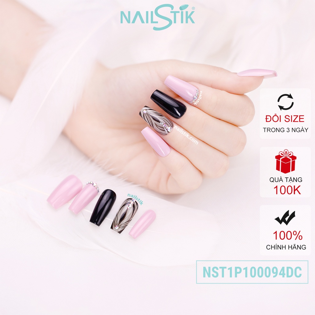 Móng úp thiết kế by NAILSTIK, màu tím môn, form móng coffin, dài 094