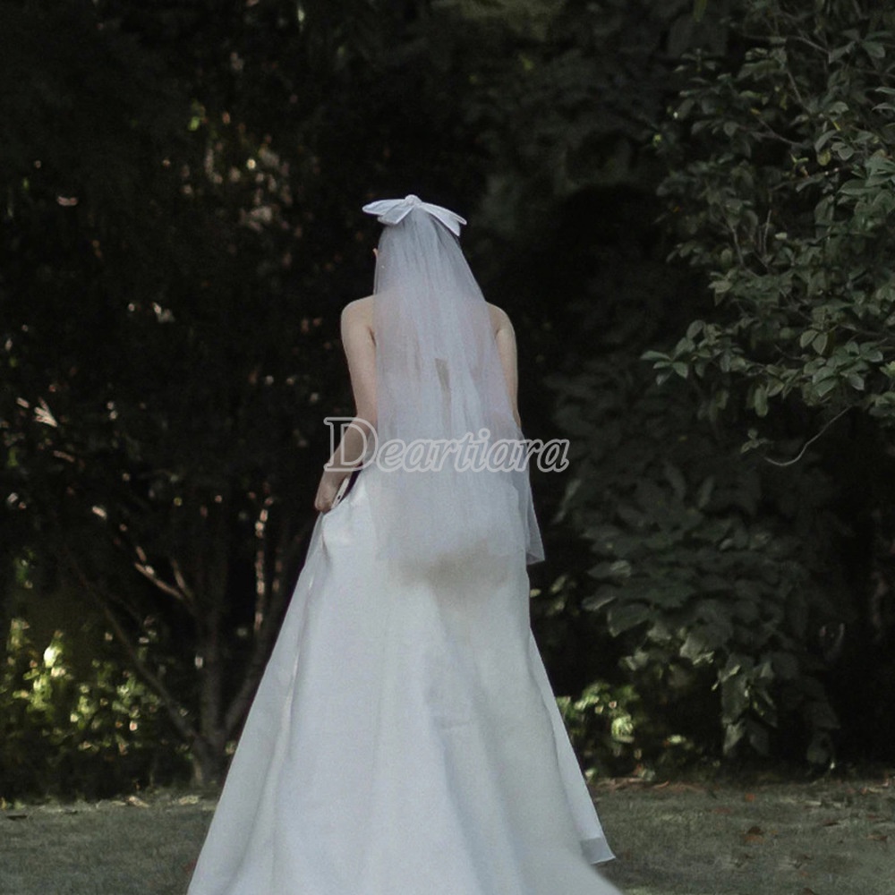 Kẹp Tóc Nơ Vải Tuyn Đơn Giản Cho Cô Dâu