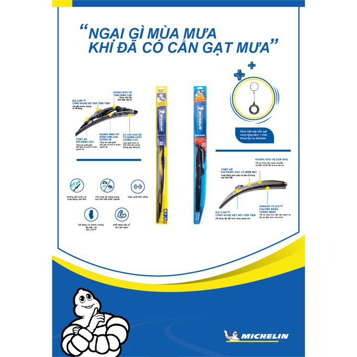 CẦN GẠT NƯỚC CÓ XƯƠNG MICHELIN 14" 16" 17" 18" 19" 20" 22" 24"