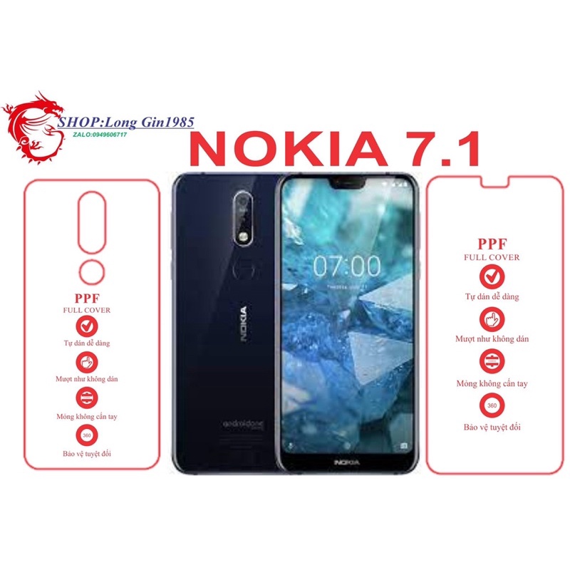 Nokia 7.1 miếng dán trong Ppf mặt sau và mặt trước chống va đập chống trầy xước