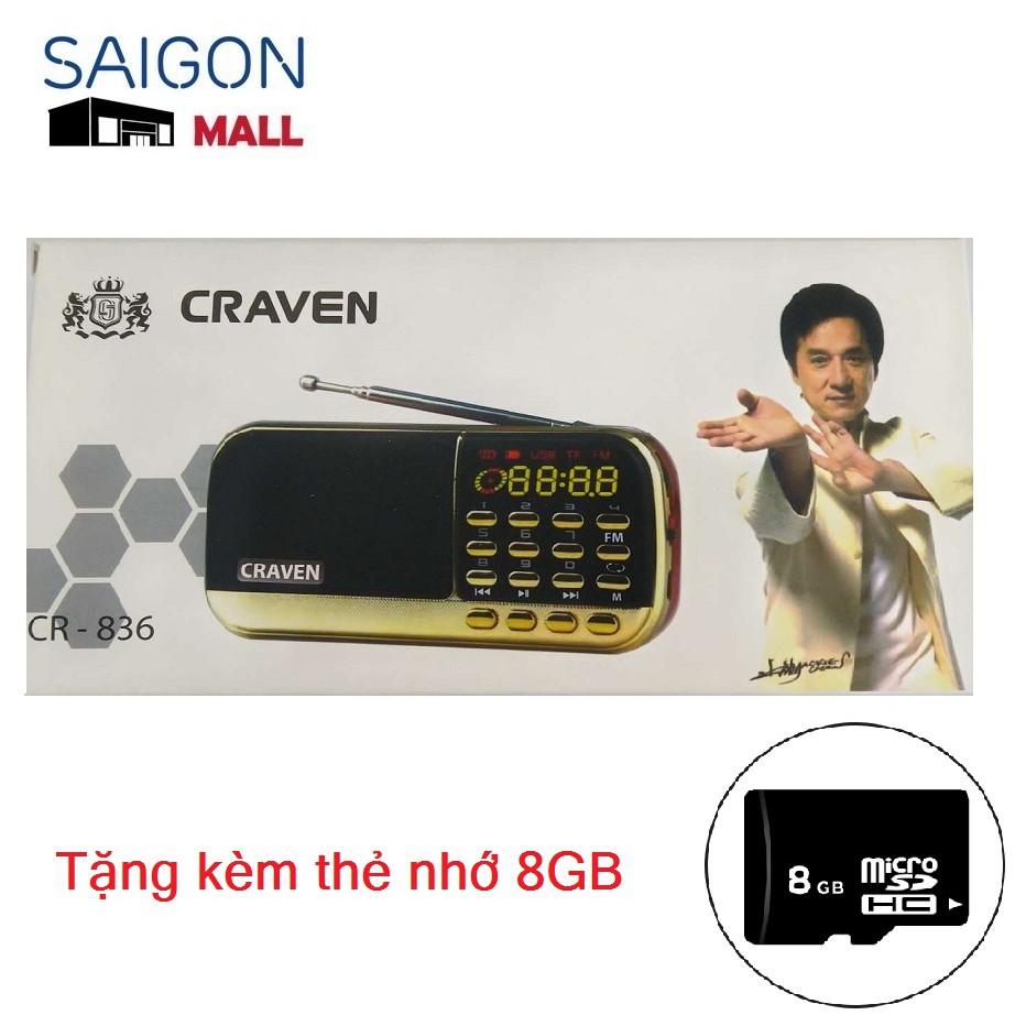 Loa thẻ nhớ Craven CR-836 - Tặng kèm thẻ nhớ 8GB OEM