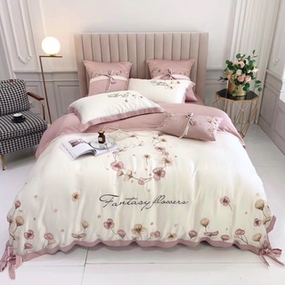 Bộ ga gối vỏ chăn lụa 7 món kèm ruột gối nằm và ruột gối vuông