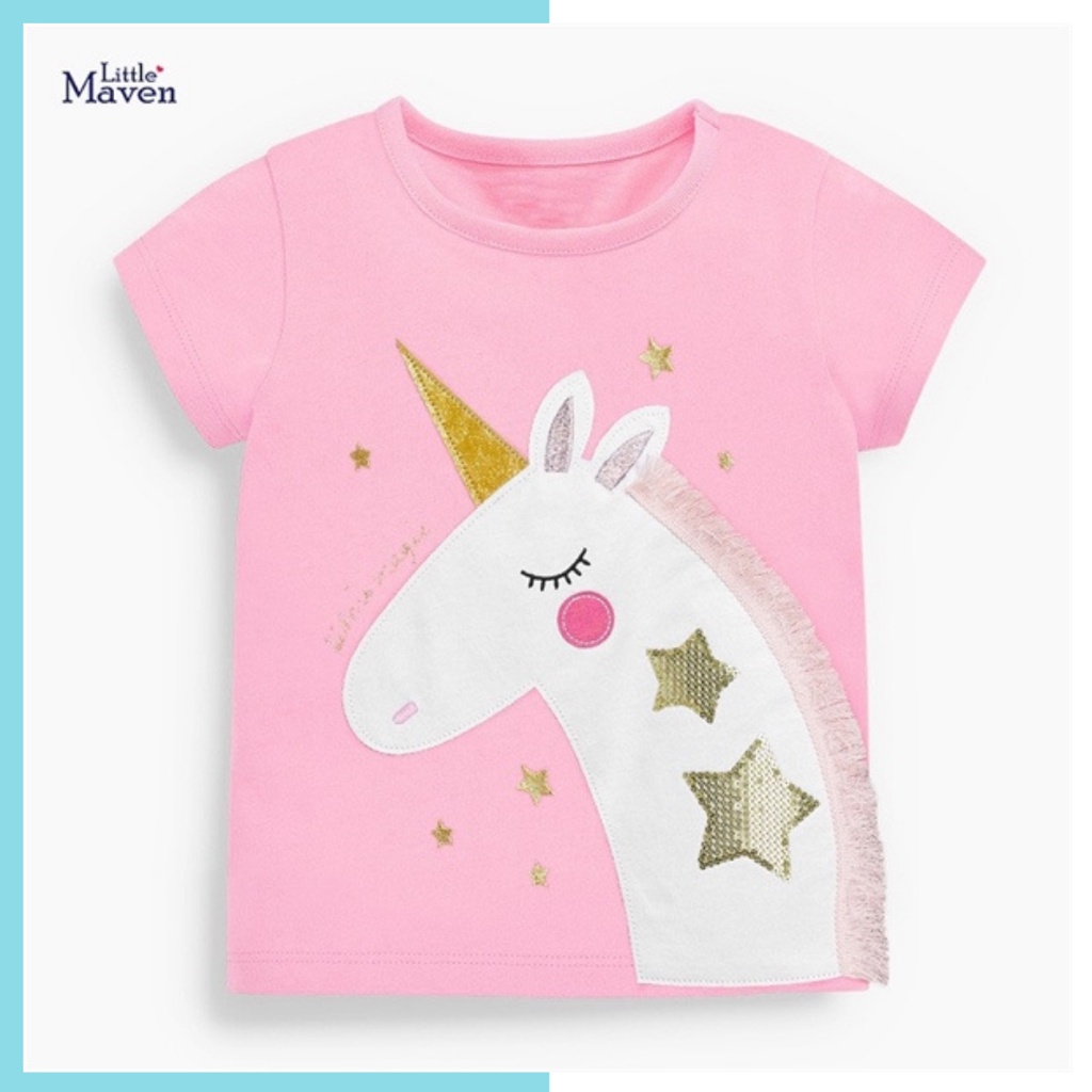 Áo thun hè cotton Little Maven hồng pony 5Y0084 cho bé gái 2-8 tuổi Mẫu mới 2022 - Little Maven Official Store